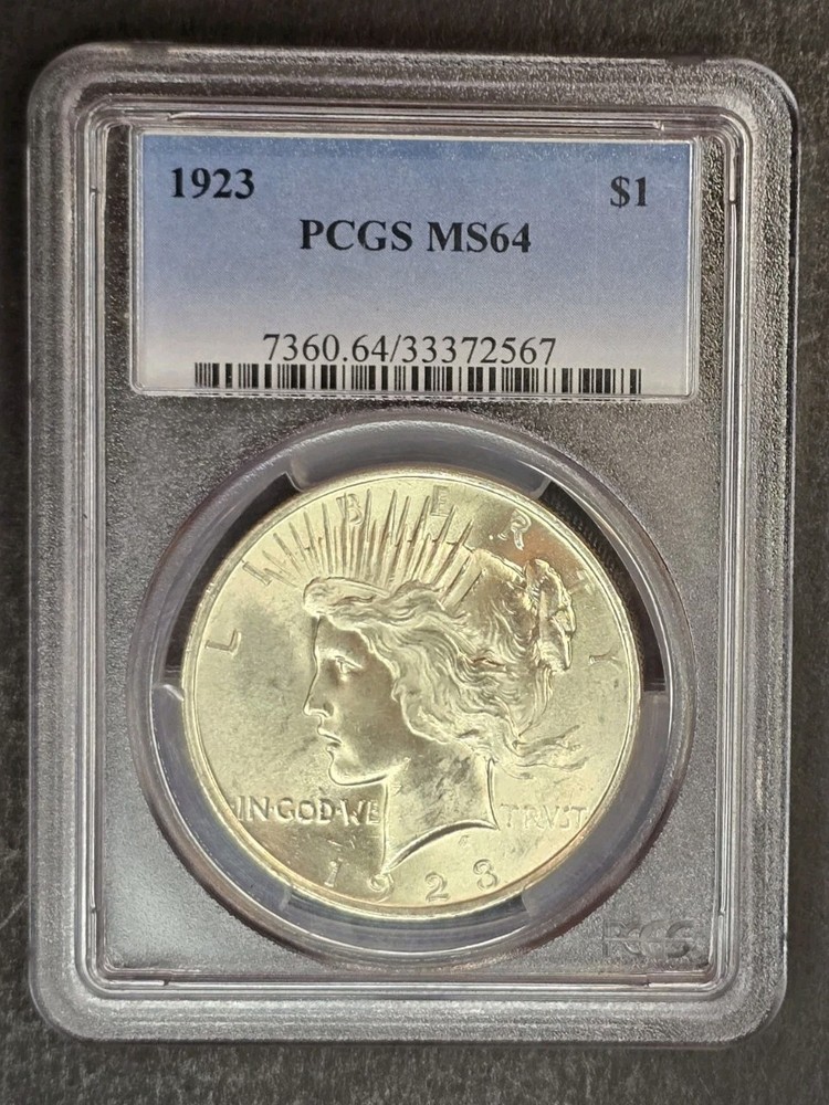 1923-P PCGS MS64 Peace Silver Dollar $1 US Blast White