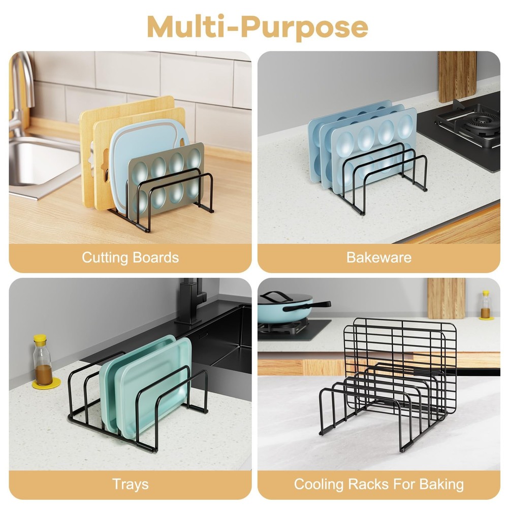 Fikoksol Cutting Board Organizer and Baking Sheet Rack, One Size, 2pc Black