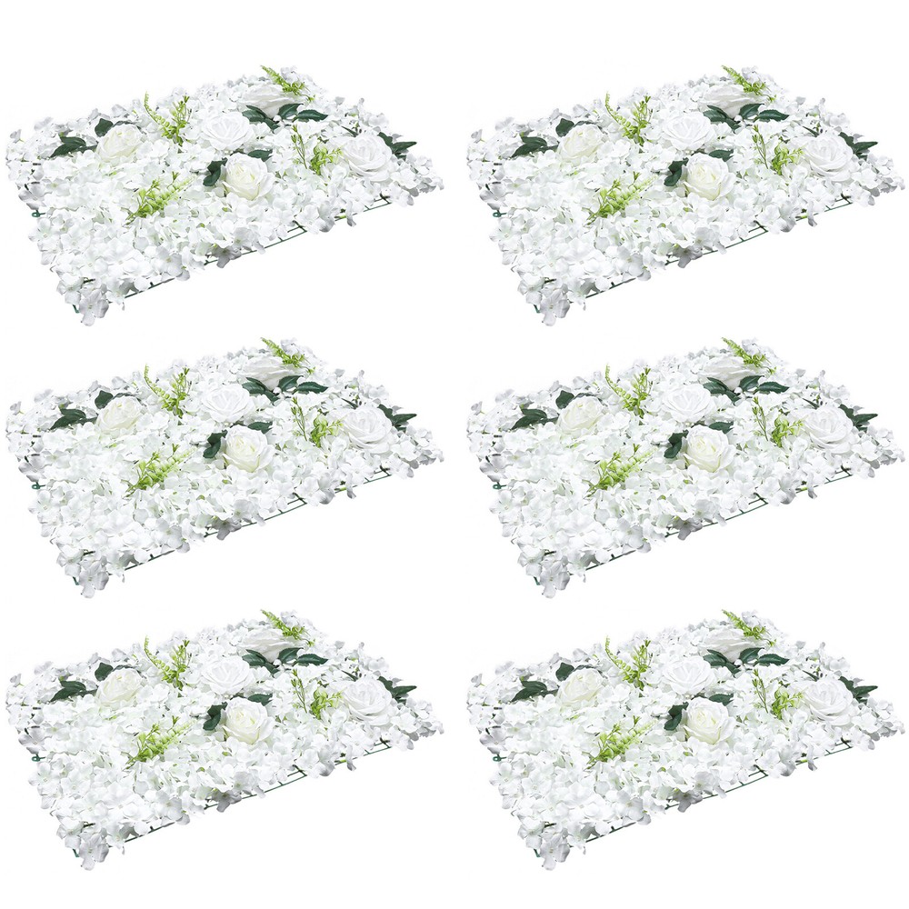 6 Pcs Hydrangea Rose Flower Wall Panel Wedding Party Backdrop Home Decor White