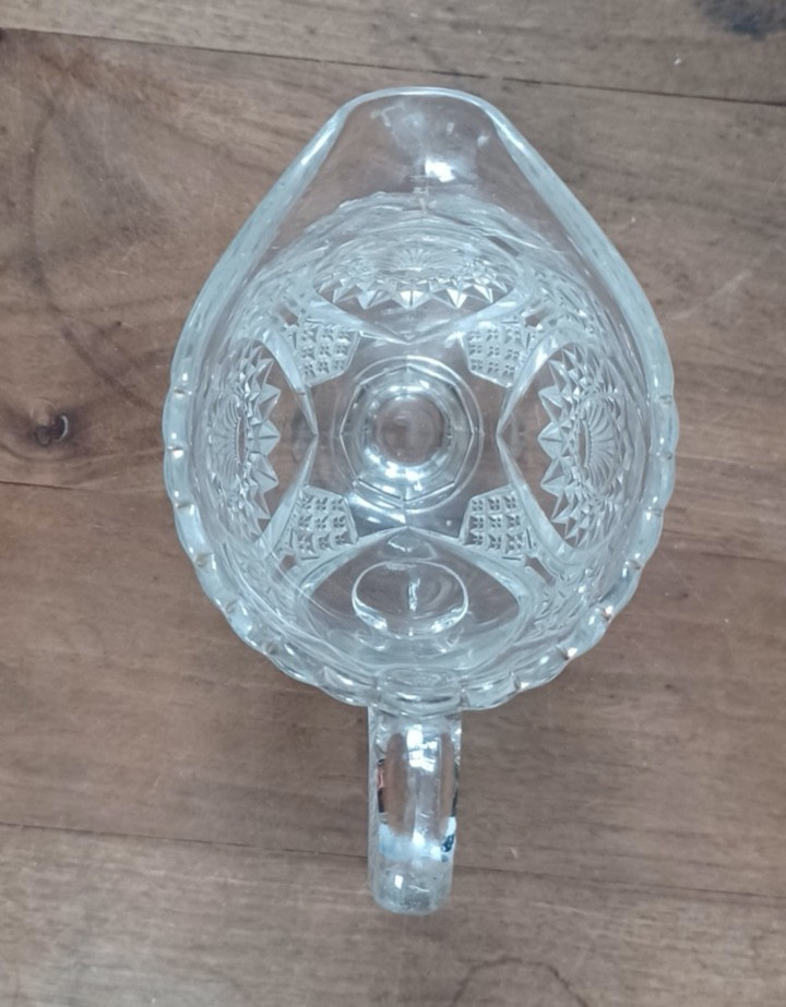 Cut Glass Footed Cream Pitcher and Covered Sugar Bowl