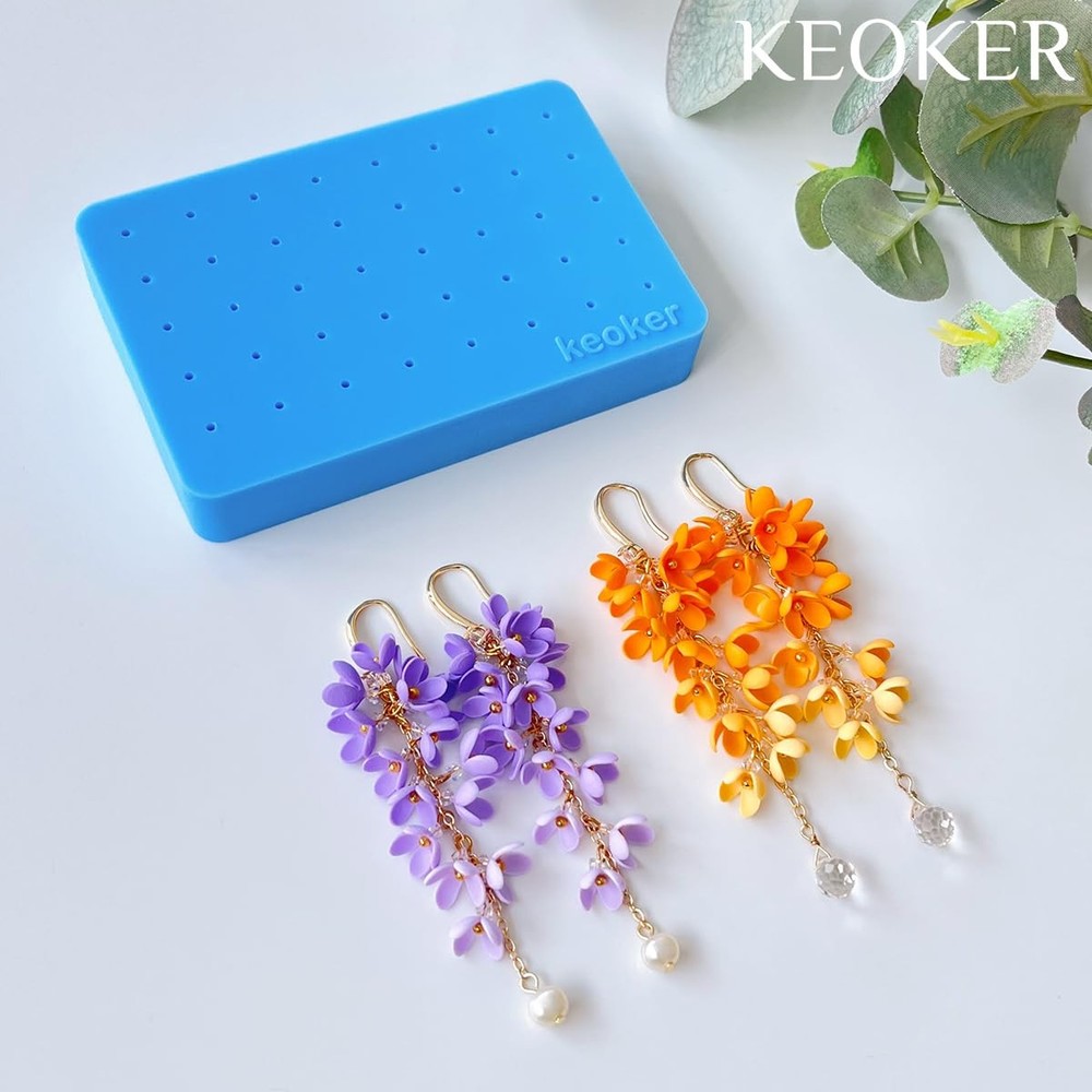 2PCS Silicone Baking Mat for Polymer Clay, Stud Earring Application Board for...