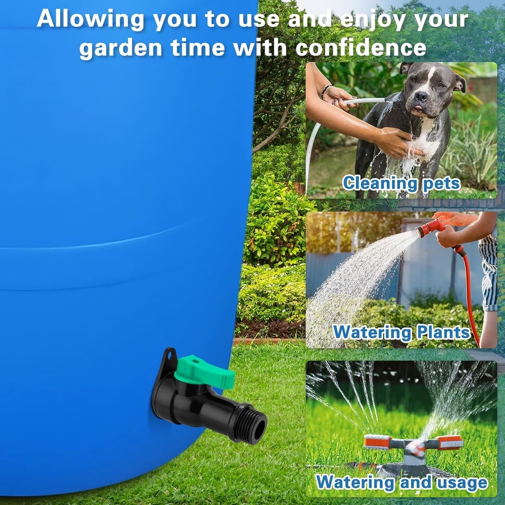 Rain Barrel Spigot Kit with High Flow Valve No Inside Access Needed,External Ins