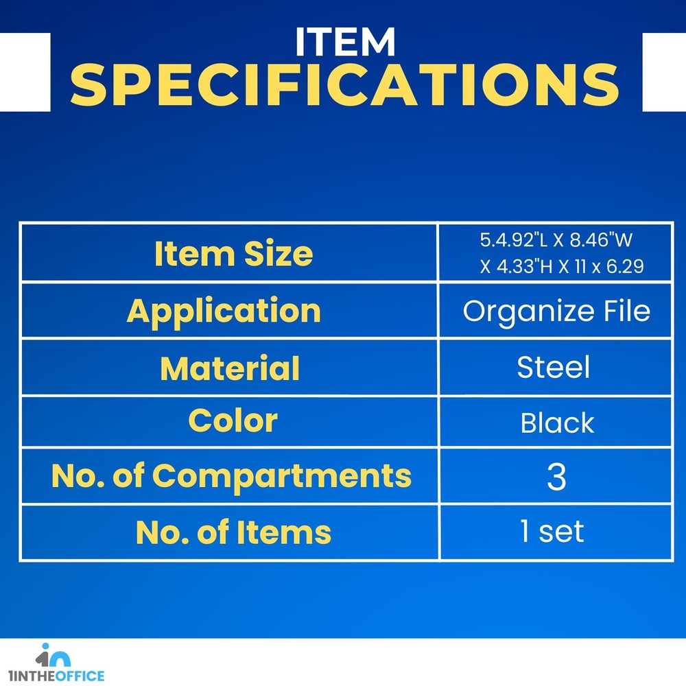 3-Compartment Stackable Black Mesh Tray Desk Baskets and Organizers Tray