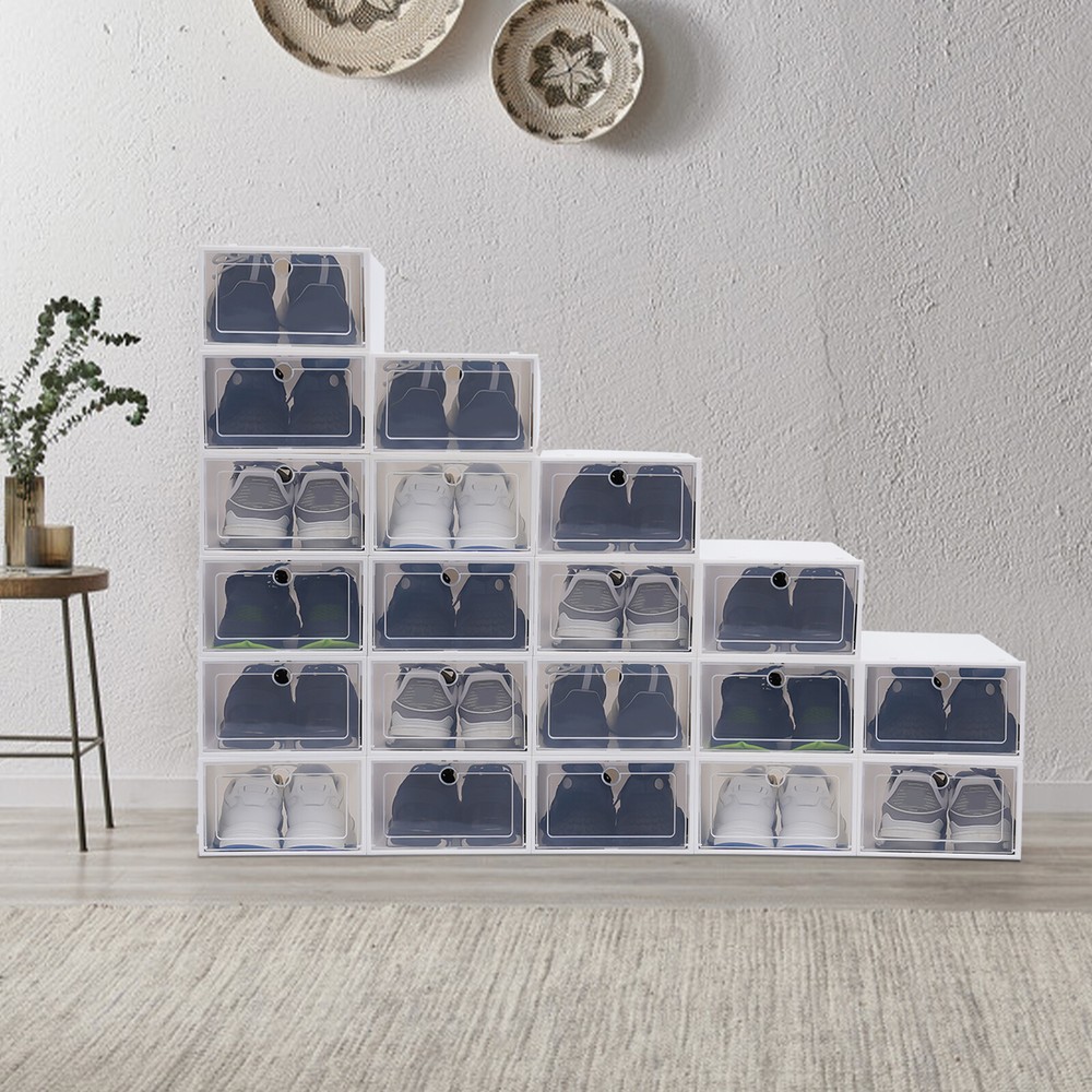 20 Shoe Boxes Foldable Shoe Storage Box PP DIY Install Stackable Storage Box