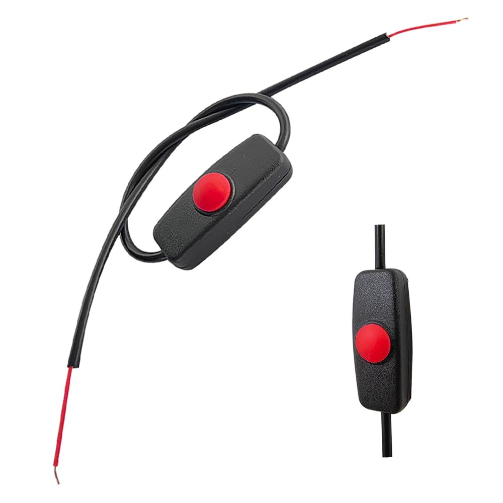 12V Inline Mini ON Off Push Button Switch, Small Latching in-line ON-Off Swit...