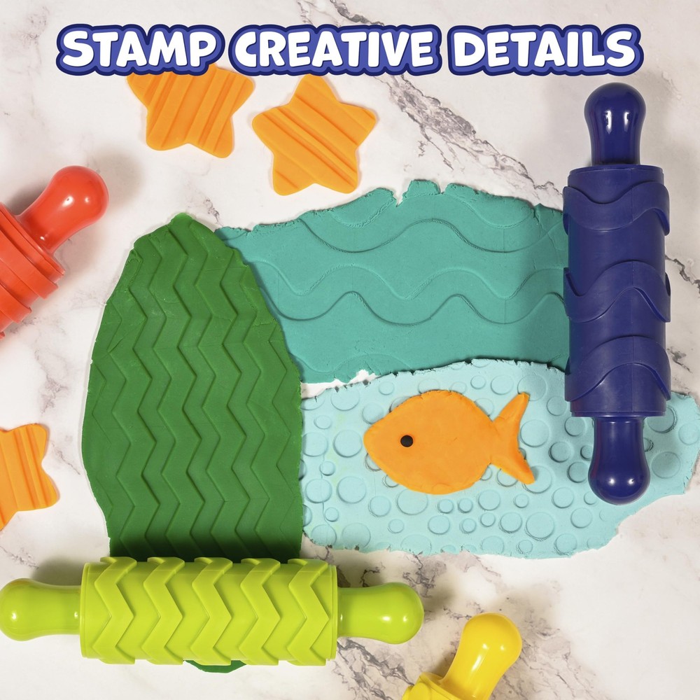 Ready 2 Learn Paint & Dough Texture Rollers - Set of 4 Patterns - Playdough...