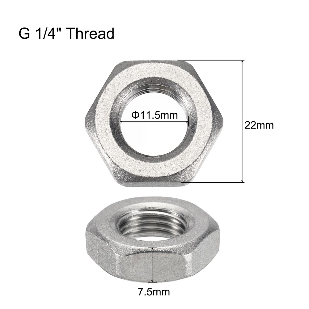 2 Pcs Cast Pipe Fitting Hex Locknut Nut g 1/4" Female Thread (DN8)