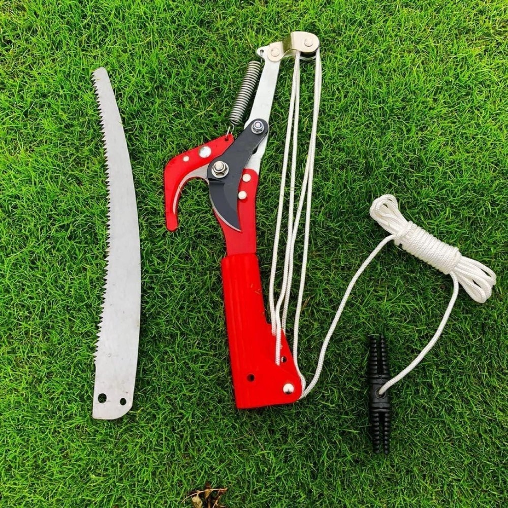 Extendable Tree Pruner Saw with Pulley System for High Branches