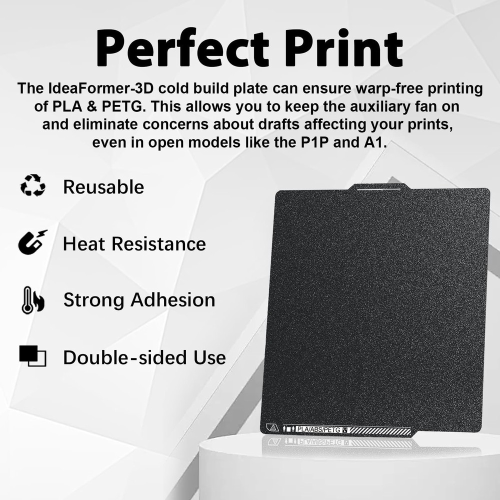 PEI Cool Plate with QR Code for Bambu Lab, Low Temperature Cold Plate PLA Pla...