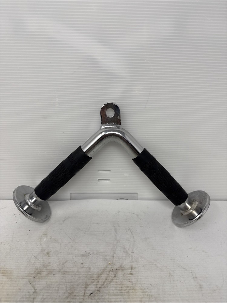Power Guidance V Shape Tricep Pull Down Silver Rubber Coated 13"W