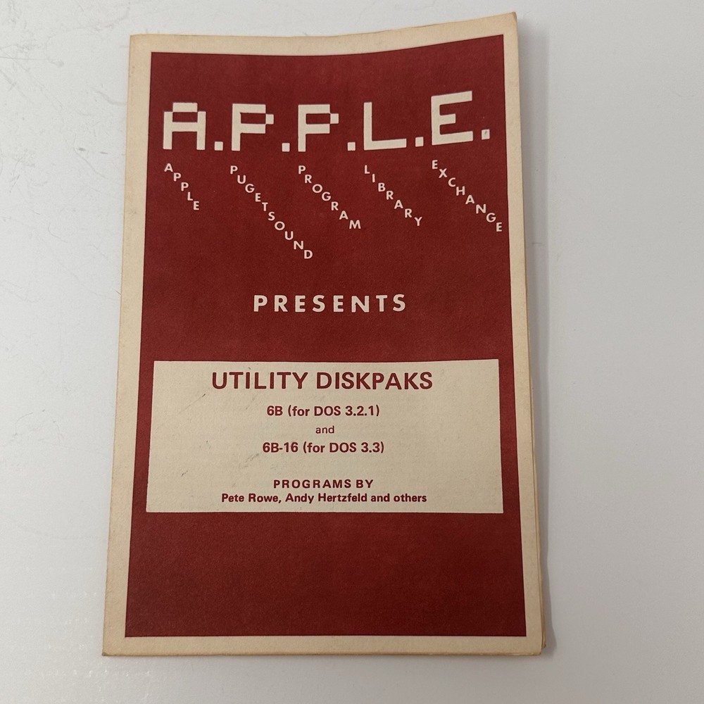 Apple PugetSound Program Library Exchange Utility DIskpaks Manual Rowe Hertzfeld