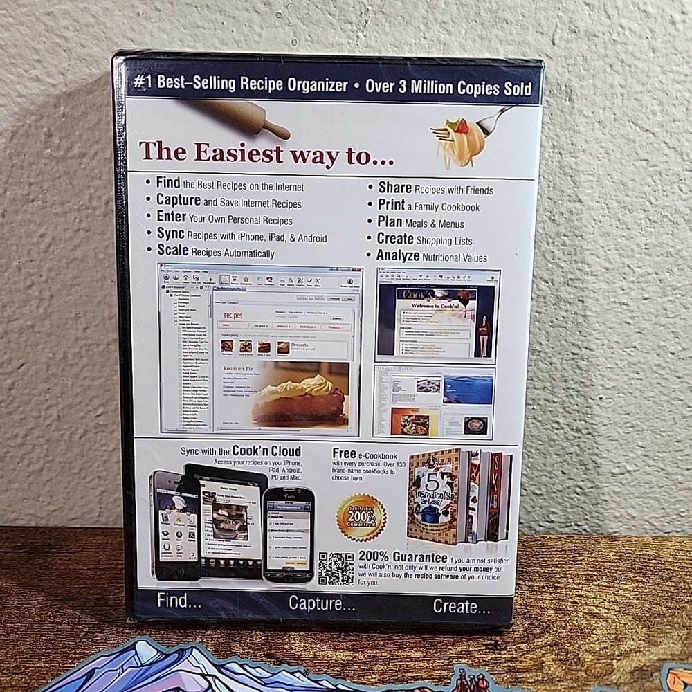 Cook'n Recipe Organizer Version 10 PC & Mac Software CD Internet Recipes