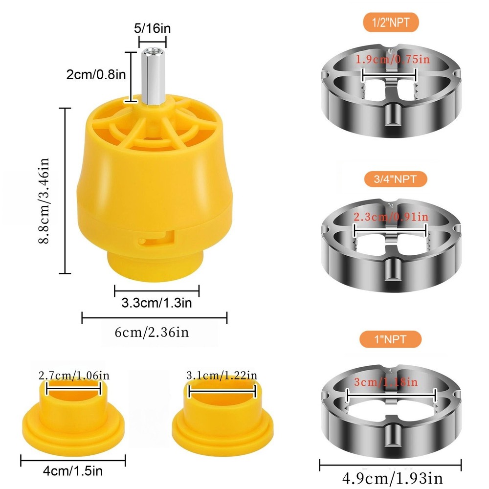 PVC Thread Maker Tool Pipe Threader with 3 Dies for Electric Drill DIY Plumbing