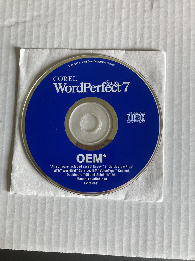 Corel Word Perfect Suite 7 OEM Disc Only