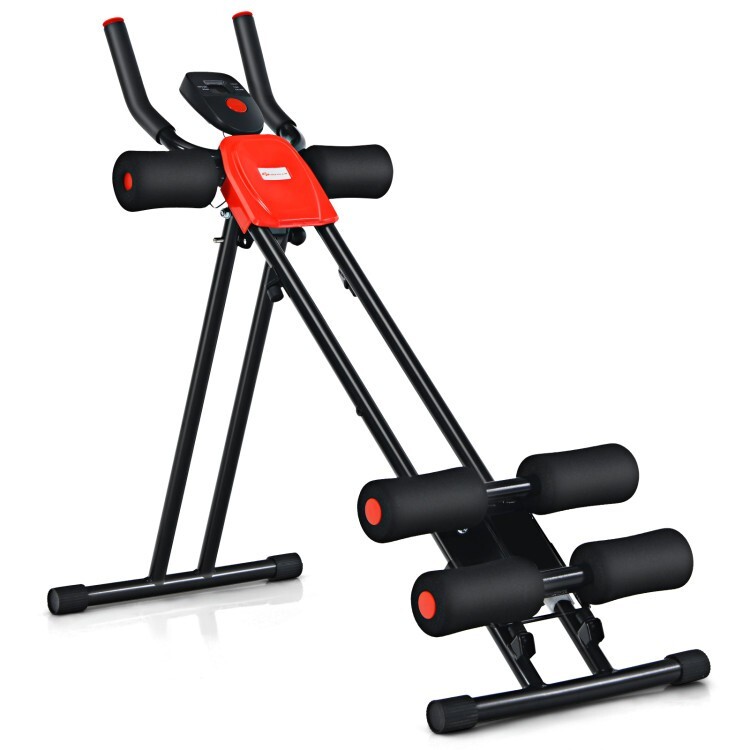 Foldable Core Abdominal Trainer Adjustable AB Crunch Workout Machine LCD Display