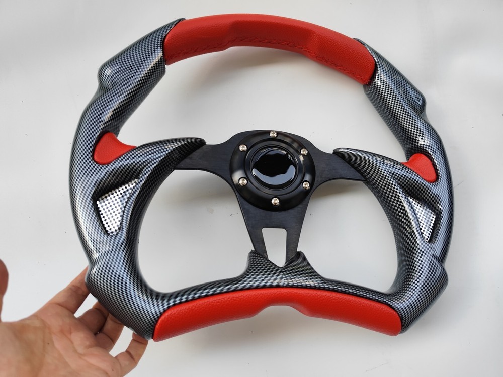 Red + Balck Steering Wheel for Polaris Slingshot without Quick Release & Puller