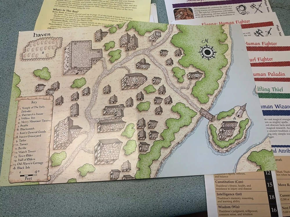 Dungeons &Dragons RARE Adventures & RULES Book 1999 Character SHEETS & Map