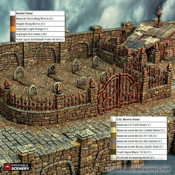 OpenLock Graveyard Corpses, Crypts 3D Printed Tabletop Terrain DND (28mm)