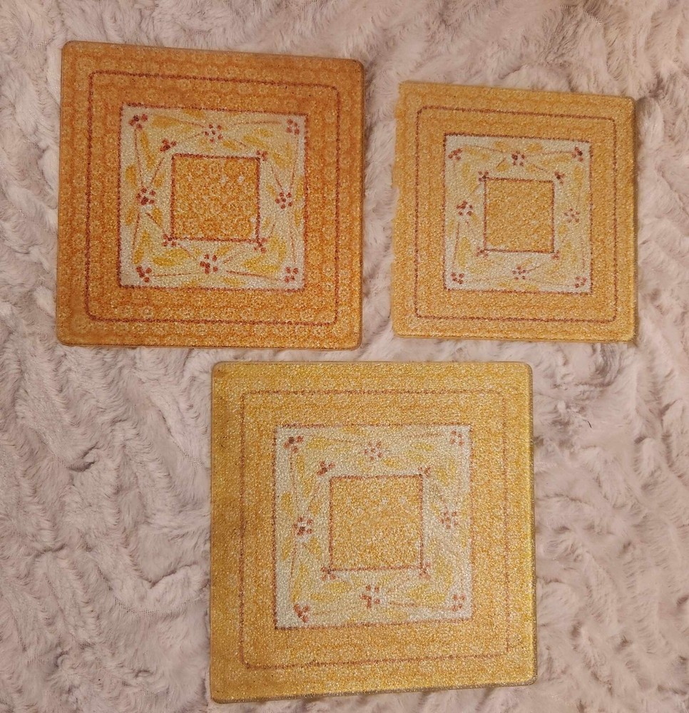 Glass Square 3pc Set Decorative Plates