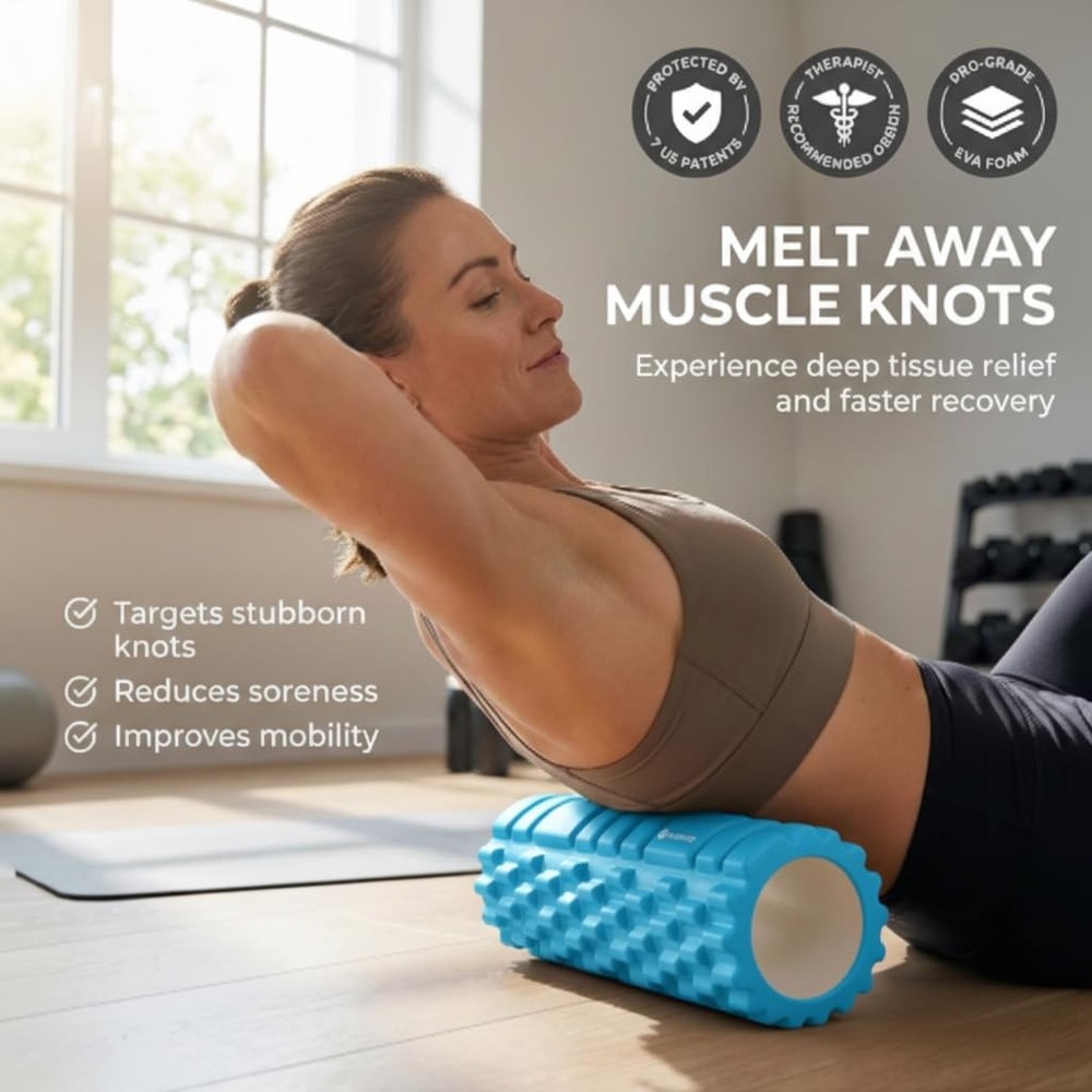 Strong Foam Roller - Deep Tissue Medium Density Muscle Massager with Myofascial