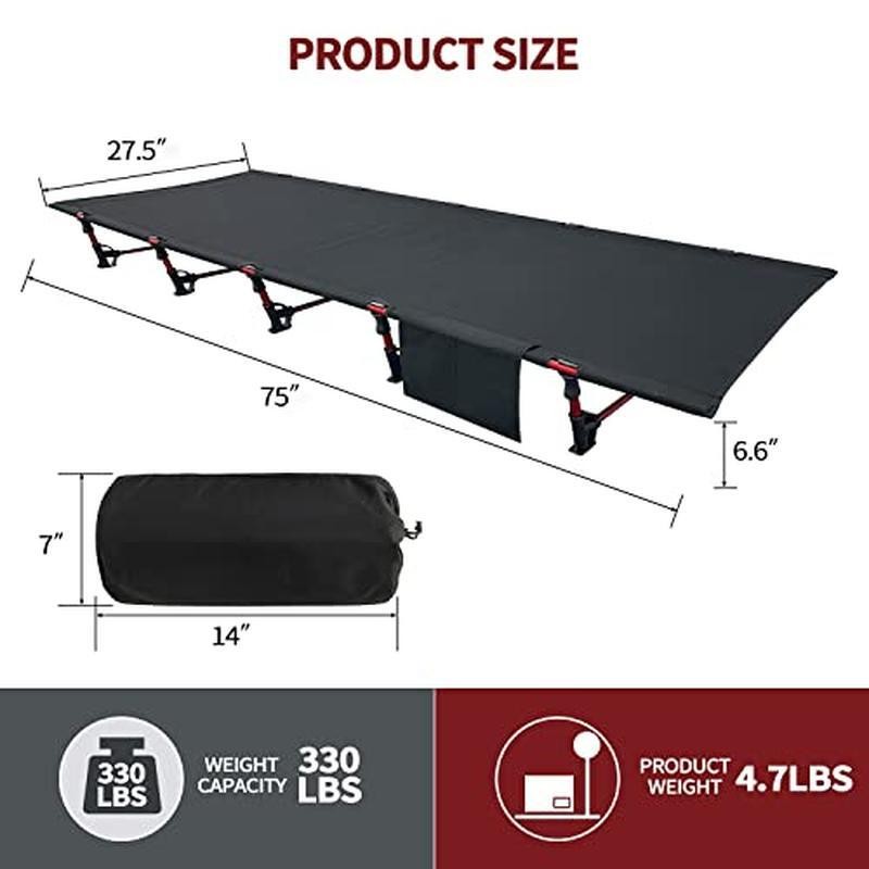 Portable Camping Cot Sleeping Cot Ultralight Back Travelling Hiking Rectangular