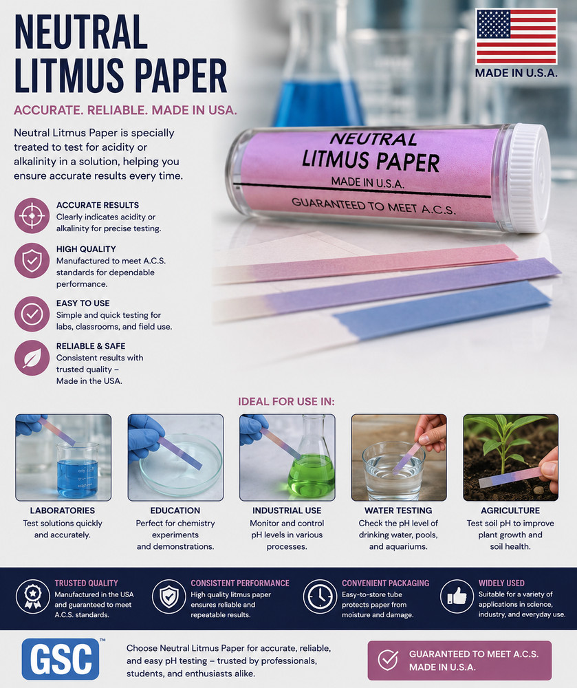 Neutral Litmus Paper - 100 Strips by Precision Laboratories
