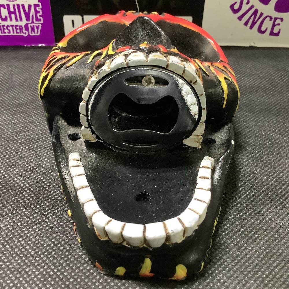 Flame Hell Skull Wall Mounted Bottle Opener Figurine NEW
