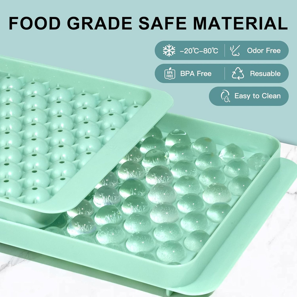 Mini Ice Cube Tray, Small round Ice Cube Molds 104X3 PCS Tiny Pebble Balls, Crus