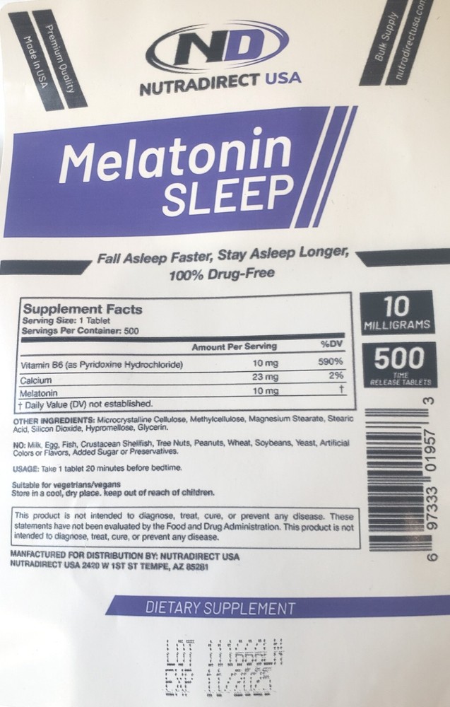 Melatonin 10mg TIME RELEASE Tablets - 500 Tablets EXP: MAR 2026