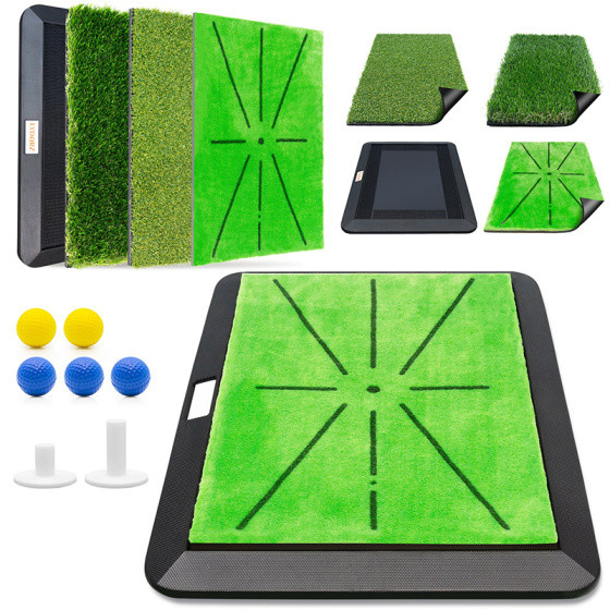 3-in-1 Golf Practice Mat with Impact Detection, Portable Training Turf