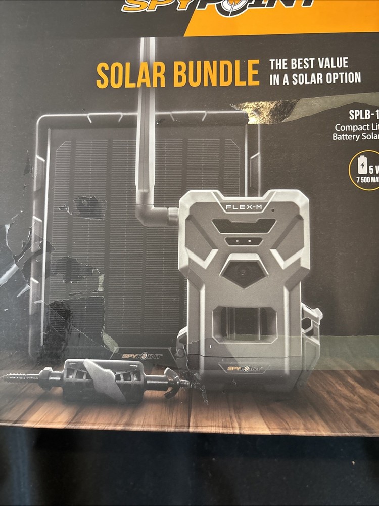 SPYPOINT Flex-M Cellular Trial Camera Solar Bundle (FLEX-M-SOLAR-BUNDLE Open Box