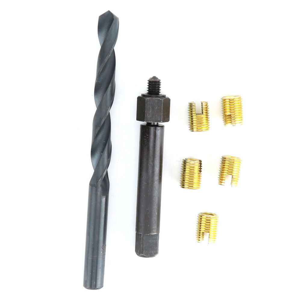 12pcs M6x1 Thread Repair Kit Self Tapping Thread Insert Twist Drill Bit Inst CST