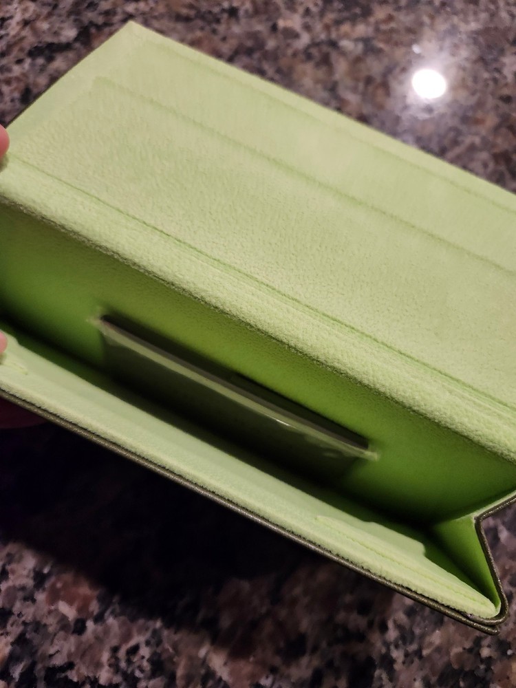 Longchamp Green Leather Glasses Case Foldable Sunglasses Case