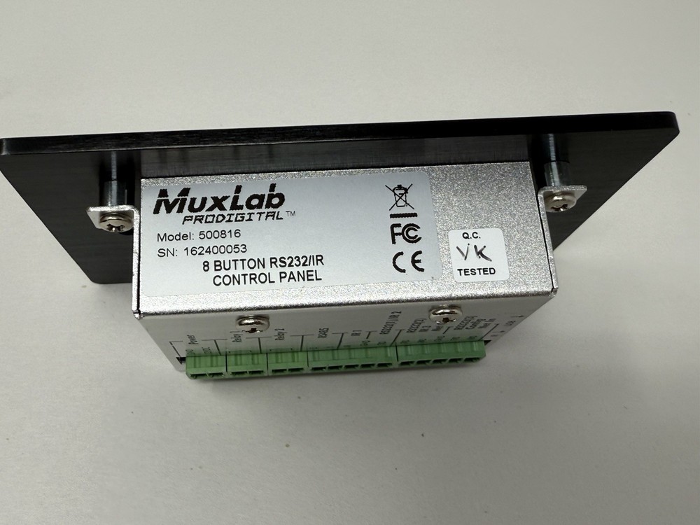 Muxlab 8 Button RS232 / IR Control Panel 500816 ~ No Power Supply ~ Untested