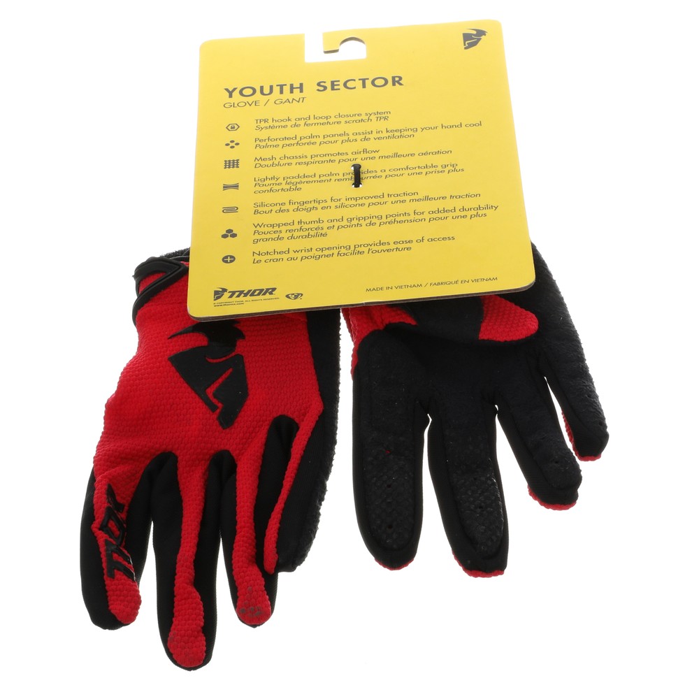 Thor Youth Red Sector Gloves Small