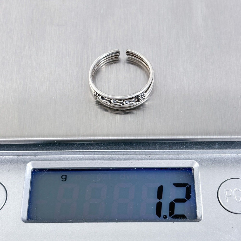 Vintage Sterling Silver 925 Bali Design Toe Ring Size 3