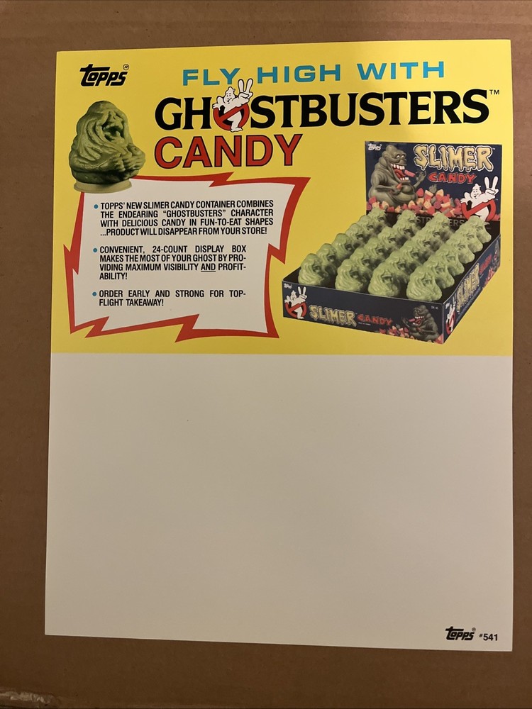 Topps Ghostbusters 2 Slimer Candy Heads + Ghostbusters 2 Cards Sell Sheets