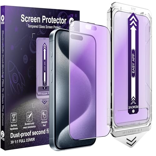 [2-Pack Matte Anti Blue Light iPhone 15 Pro blue-light-blocking Matte [2-Pack]