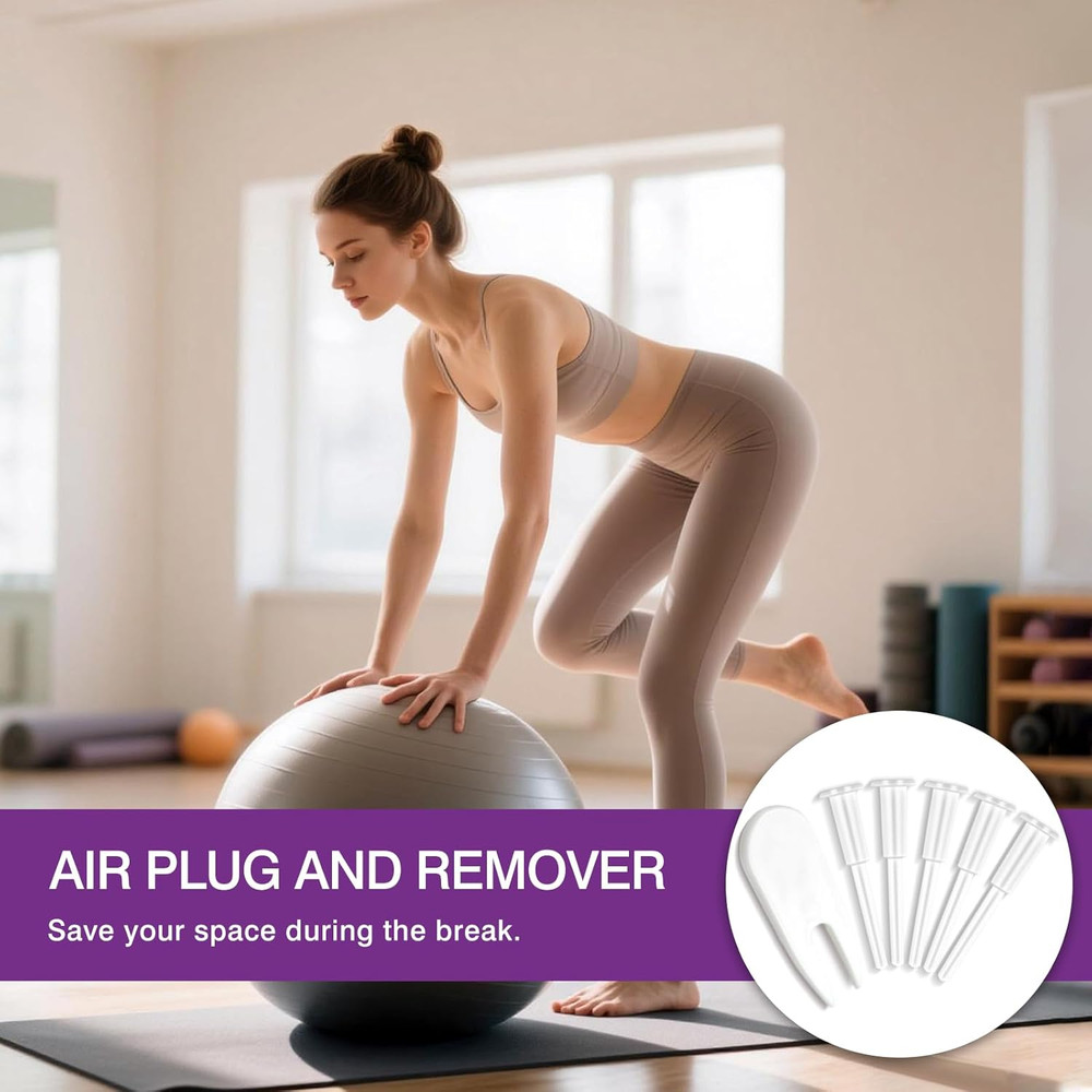 5 Air Stopper Plugs + 1 Remover Tool – Exercise Ball Plug Replacement Kit for...