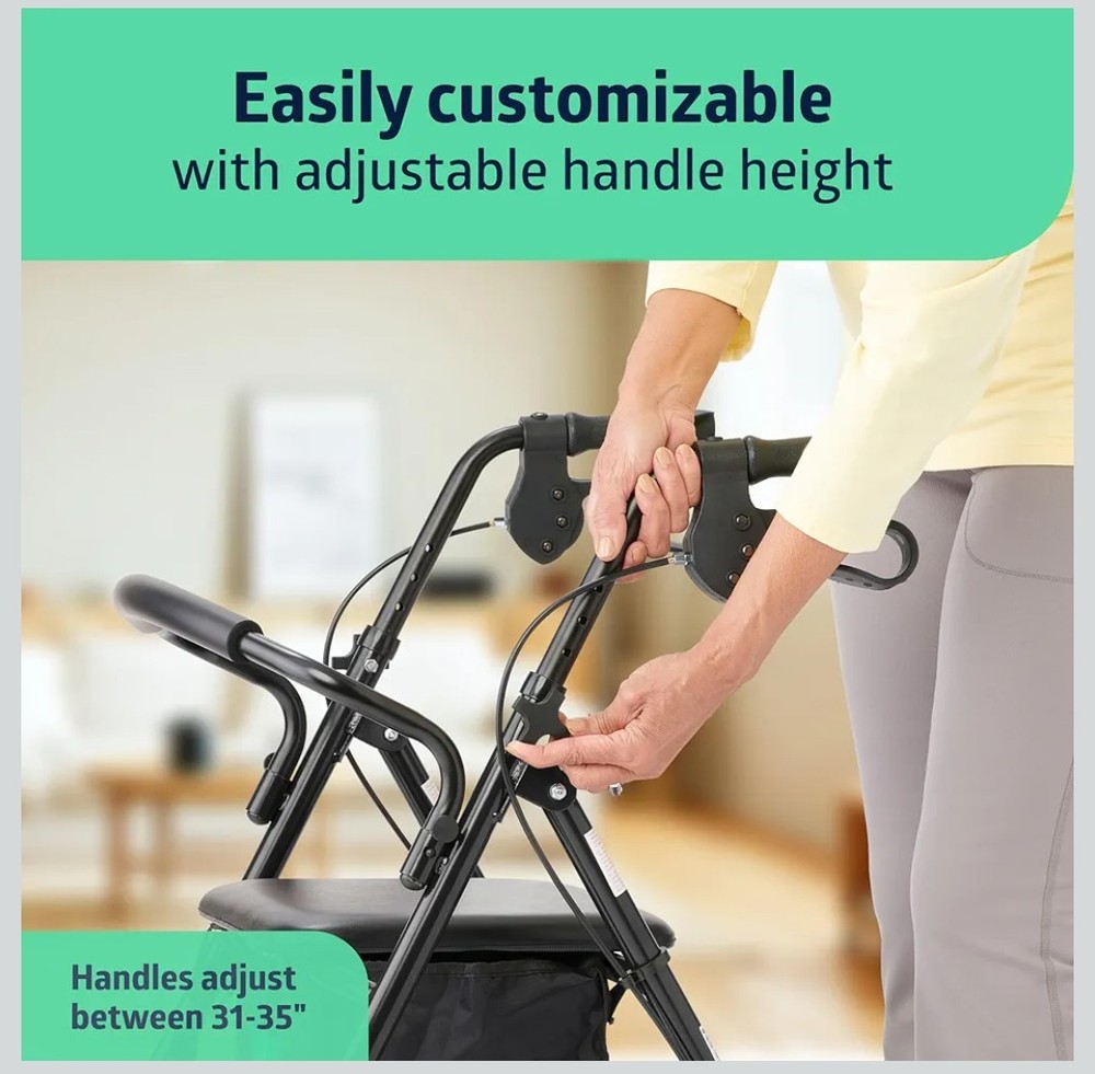 Medline Basic Steel Rollators with 6" Wheels - Black See Description