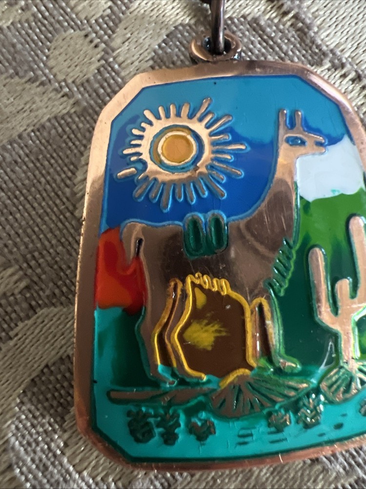 Vintage Peru Painted Keychain Llama