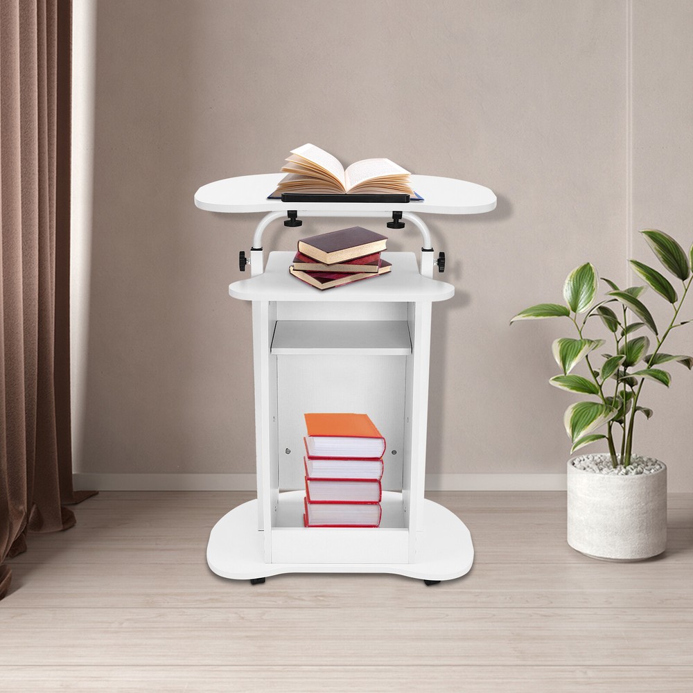 Height Adjustable Mobile Presentation Stand - Versatile Sit-to-Stand Desk