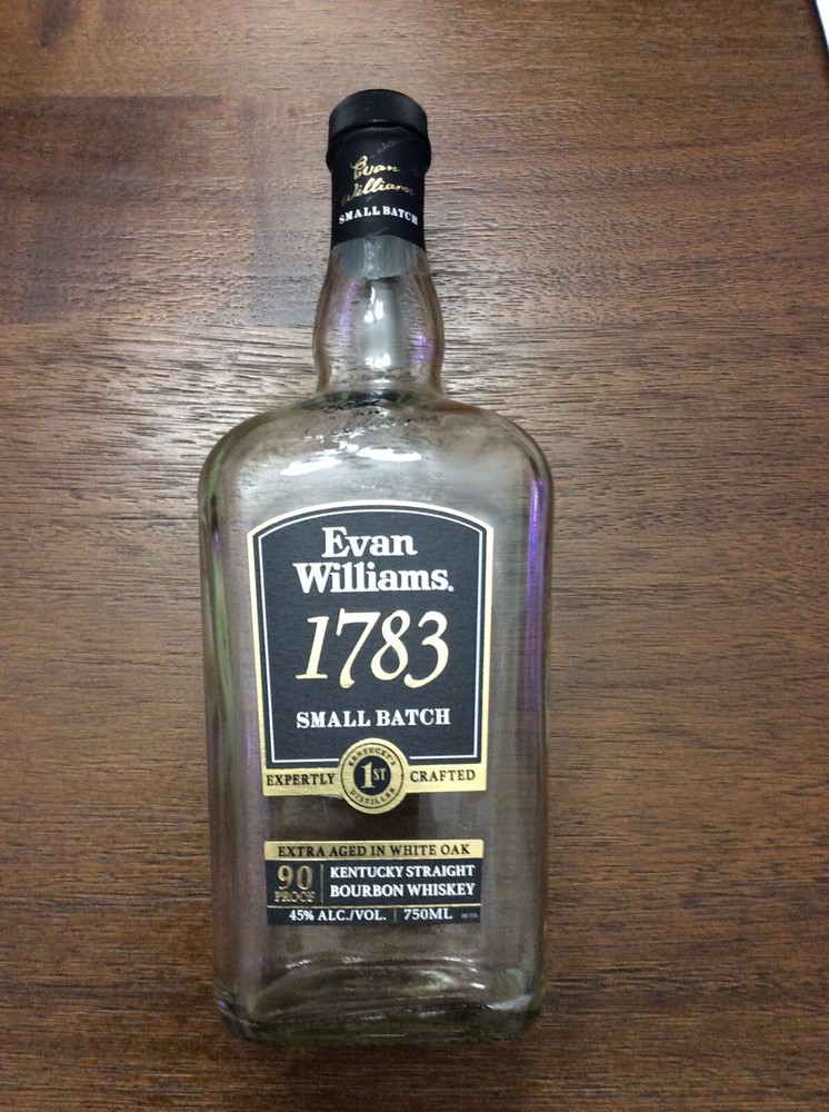 EMPTY Evan Williams 1783 Small Batch Kentucky Bourbon Whiskey Bottle 750 ml