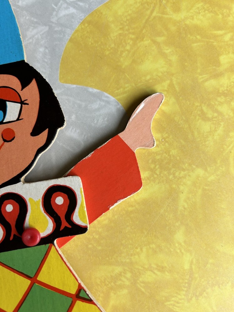 Vintage Wood Pull String Toy Clown - Missing Pull String