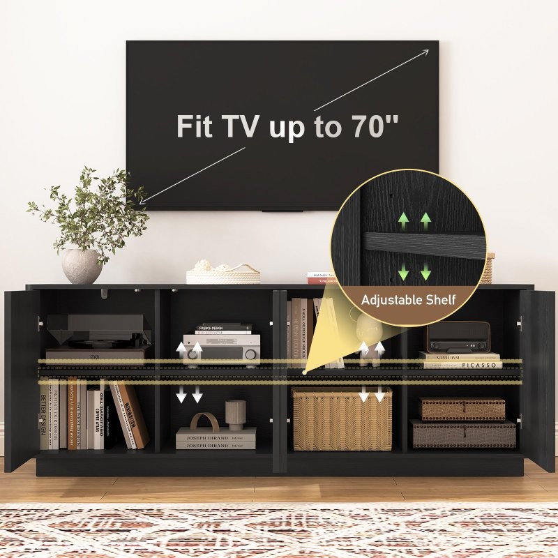 Sideboards Buffets Cabinet with Storage TV Stands Console Table,4 Doors&Shelves