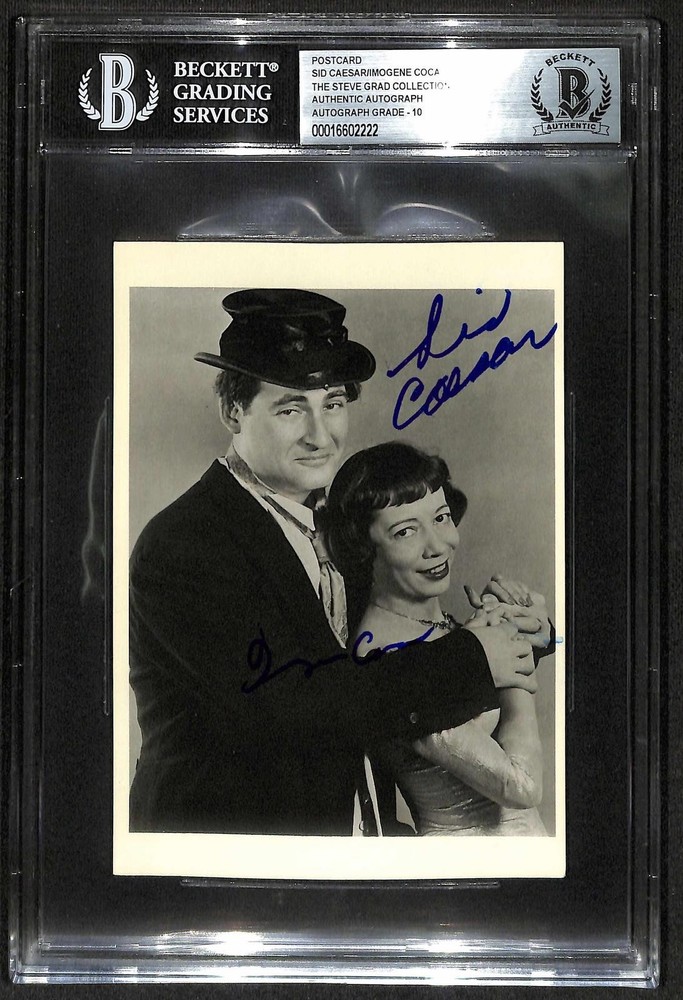 Sid Caesar & Imogene Coca Signed PIn-Person postcard Beckett Auto 10