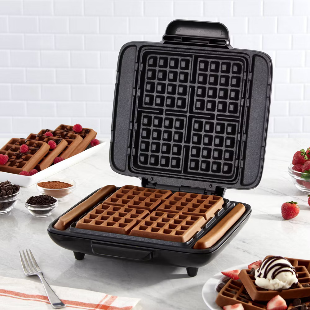Dash No-Drip Waffle Maker Graphite Nonstick Belgian 1200W Surface 99 sq in
