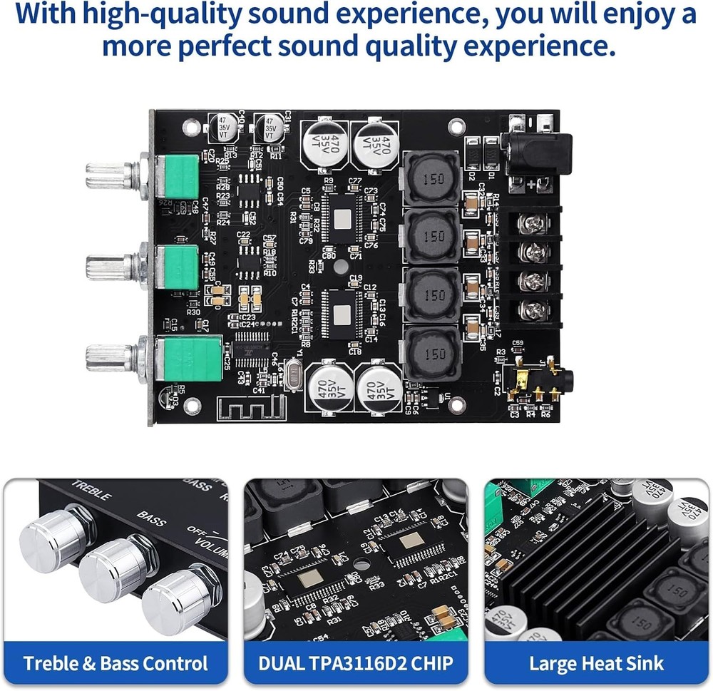 High-Performance 200W Subwoofer Amplifier Board with Bluetooth 5.0 Connectivity