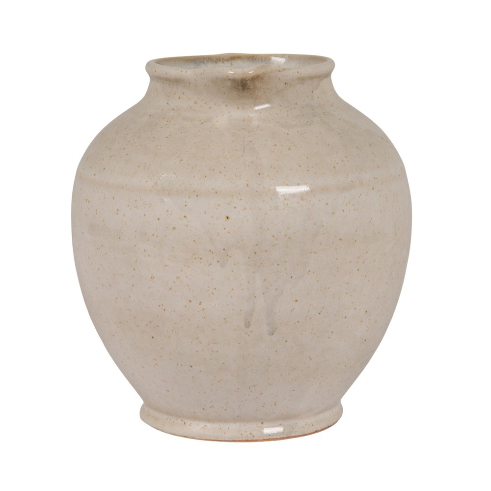 Stoneware Pitcher with Reactive Glaze, Cream