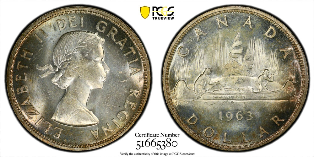 Canada 1963 Silver $1 Dollar PCGS MS64